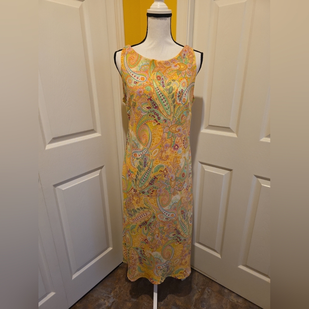 R&K ORIGIONALS COLORFUL VINTAGE MAXI DRESS, SIZE 12